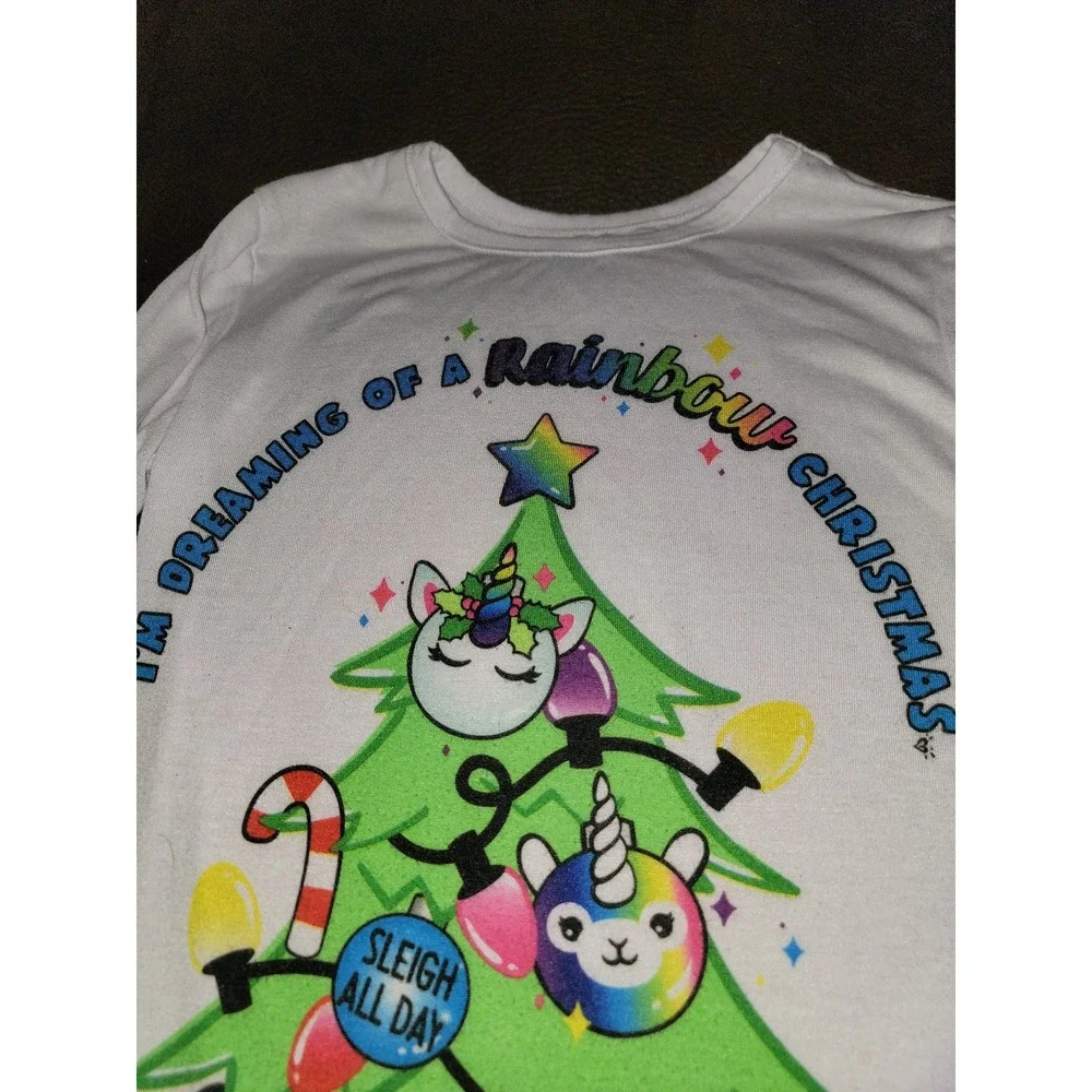 Justice I'm dreaming of a rainbow Christmas pajamas‎ sleep size 10